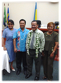 Left to right: President and First Lady Debbie Remengesau, Public Auditor and Mrs. Janet Tewid